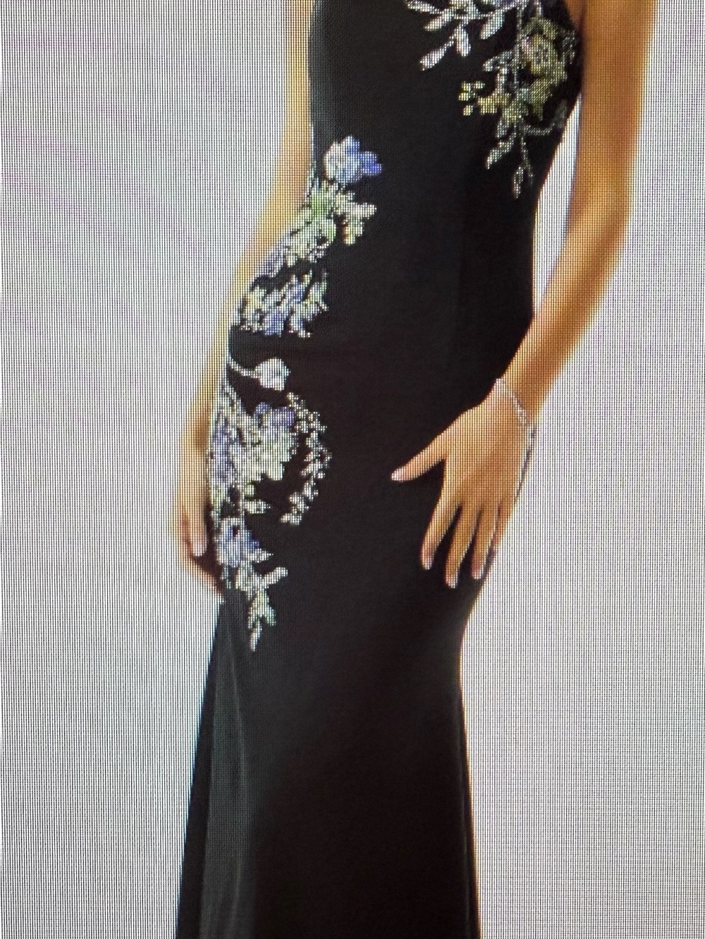 Black Embroidered Floral Maxi Dress